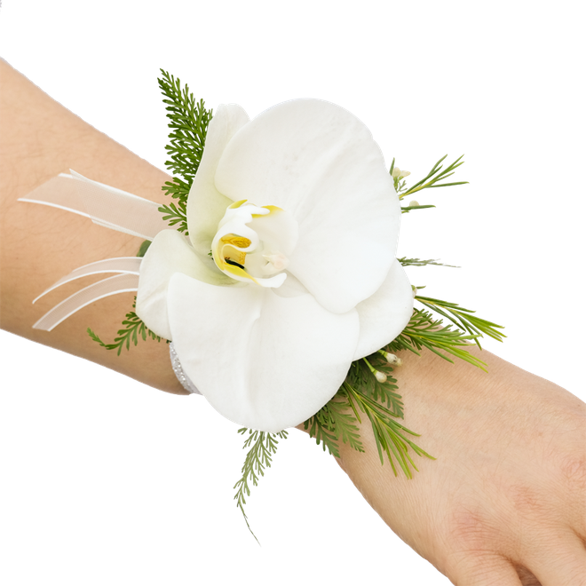 Muñequera orquídea blanca