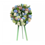 CORONA LLENA DE HORTENSIAS