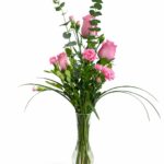 FLORERO DE VIDRIO X3 ROSAS