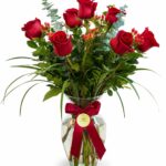FLORERO AMORE X6 ROSAS ROJAS